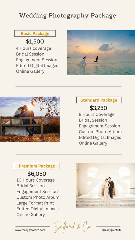 Wedding Package Photography Price List, Wedding Photography Price List, Wedding Photography Packages Prices, Photography Package Names, Types Of Wedding Photography Style, Photography Packages Pricing, Photography Business Pricing, Wedding Photography Pricing Guide, Business Pricing