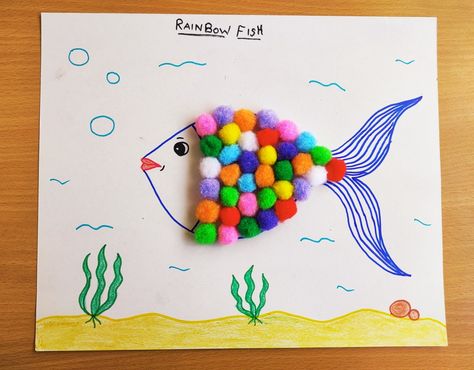 Rainbow pompom fish 🐠🐋🐟 Making Toys, Fish Fish, Rainbow Fish, How To Make Toys, Pom Poms, 2nd Birthday, Summer Fun, Diy And Crafts, Pom Pom