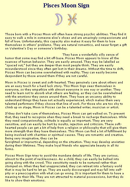 Pisces Moon Sign.. This it so ME :) Sun In Virgo Moon In Pisces, Moon Sign Pisces, Scorpio Sun Pisces Moon, Pieces Moon Sign, Virgo Sun Pisces Moon, Pisces Moon Sign, Moon Astro, Virgo And Pisces, Moon In Pisces