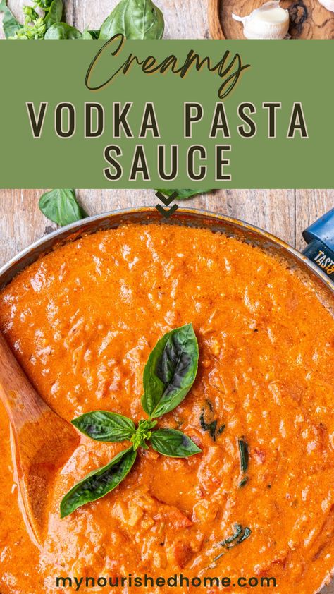 This Creamy, Tomato Based Vodka Sauce takes any pasta dish to the next level with its smooth texture and rich basil flavor. Enjoy it with your favorite penne, bowtie, or linguini for a delightful meal! Al Vodka Sauce, Vodka Tomato Sauce, Vodka Alfredo Sauce, Pasta Sauce From Tomato Sauce, Pasta Sauce From Tomato Paste, Crockpot Vodka Sauce, Pasta Creamy Sauce, Vodka Spaghetti Sauce, Pasta Sauce With Tomato Paste