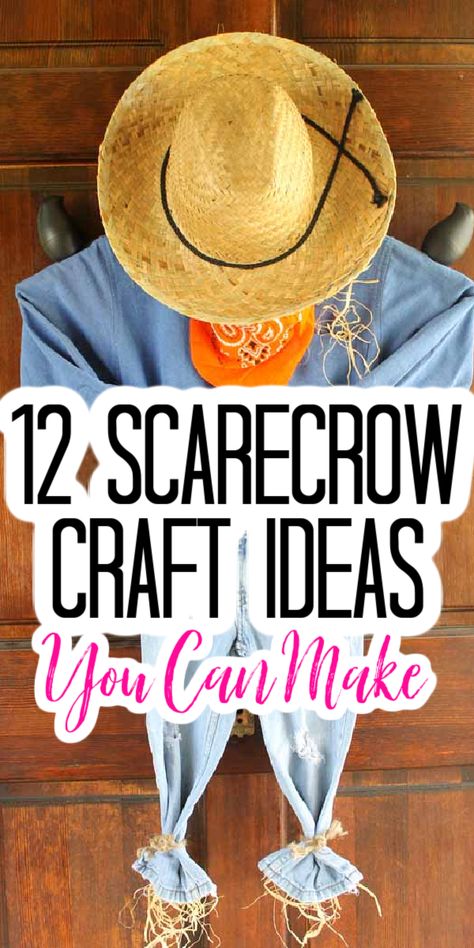 Scarecrow Craft Ideas for Fall Crafting | The Country Chic Cottage How To Make An Easy Scarecrow, Wooden Painted Scarecrows, Scare Row Make Up, Diy Scarecrows For Garden, Christian Scarecrow Ideas, Diy Fall Scarecrow Decor, Scarecrow Hat Pattern Printable, Milk Jug Scarecrow Head, Scare Crows Ideas