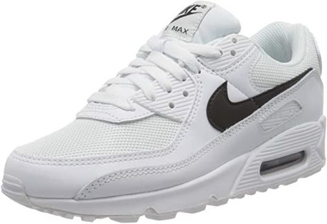 Nike Womens Air Max 90 Womens Running Casual Shoes Cq2560-101 Size 7.5 White/Black/White Air Max 90 Women, White Running Shoes, Black And White Sneakers, Sport Shoes Women, Nike Air Max For Women, Air Max Women, Cute Nikes, Nike Air Max 270, Nike Womens