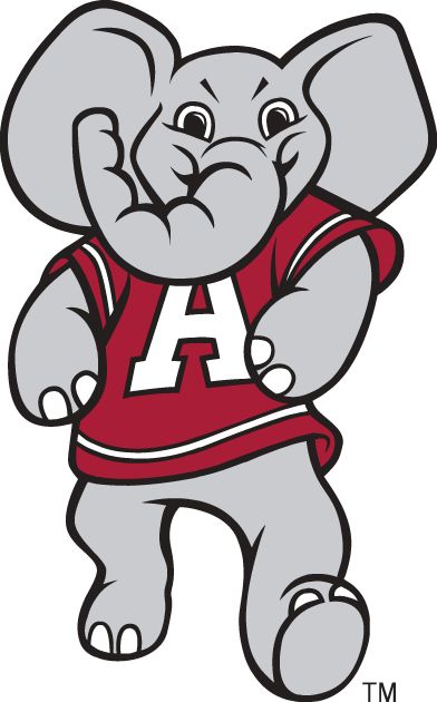 Alabama Crimson Tide Mascot Logo (2001) - mascot Big Al logo Alabama Mascot, Alabama Crafts, Alabama Elephant, Alabama Logo, Alabama Crimson Tide Logo, Alabama Shirts, Alabama Football Roll Tide, Big Al, Bama Football