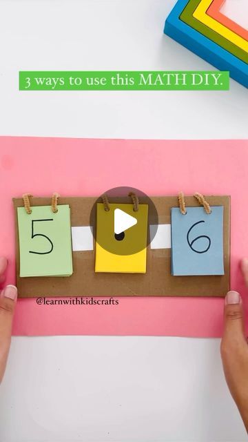 Nisha Yadav| Your Key to Easy Learning Activities on Instagram: "SAVE this idea to work on numbers. A simple diy to solve math equations, addition and subtraction. 

Cut construction paper into rectangle and punch and tie to a cardboard. White numbers on first and last paper. Do number dots on the middle.

Follow for more  ideas @learnwithkidscrafts 

 #preschoolactivities #learningathome
 #kindergarten #preschoolactivities
#preschoolathome  #earlyyearseducation  #homelearning #handsonlearning #learningisfun
#homeschooling #activitiesforchildren 
#earlymath #numeracy #earlymaths" Easy Learning Activities, Kinder Centers, Addition Activities, Early Years Educator, Solving Equations, Early Math, Easy Learning, Preschool At Home, Numeracy