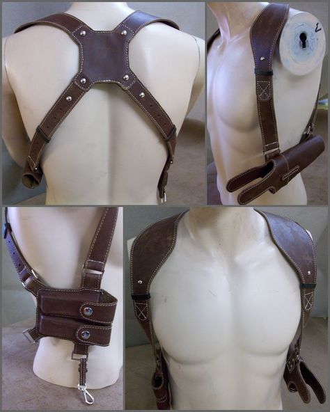 Nathan Drake Cosplay, Shoulder Holster, Uncharted 4, Holster Bag, Tactical Gear Loadout, Nathan Drake, By Any Means Necessary, Leather Armor, Tactical Clothing