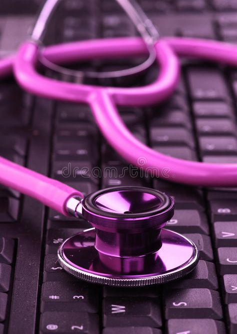 Pink Stethoscope On Keyboard Stock Photo - Image of medical, stethoscope: 14115728 Pink Stethoscope, Black Keyboard, A Black, Keyboard, Medical, Purple, Pink, Black