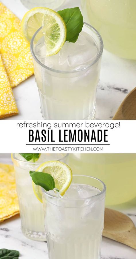 Non Alcoholic Drinks With Basil, Basil Lemonade Recipe, Grilled Lemon Pepper Chicken, Basil Drinks, Fresh Basil Recipes, Basil Simple Syrup, Summer Fruit Recipes, Basil Tea, Grapefruit Recipes