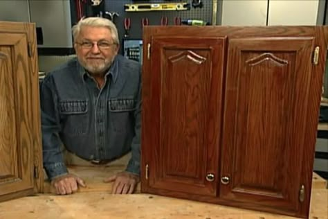 Watch Ron How To Refinish Kitchen Cabinets, Redo Cabinets, Staining Cabinets, Refinish Kitchen Cabinets, Refinishing Cabinets, New Kitchen Cabinets, Wood Kitchen Cabinets, Kitchen Cabinets Makeover, Oak Cabinets