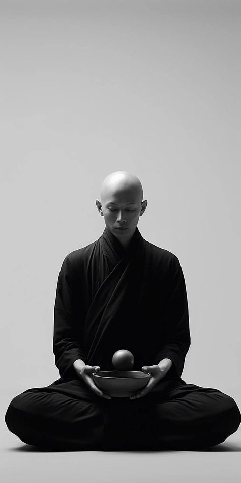 Prayer Bowl, Monk Meditation, Zen Pictures, Meditation Poses, Japan Architecture, Buddha Art Painting, Minimalist Black And White, Consciousness Art, Meditation Art