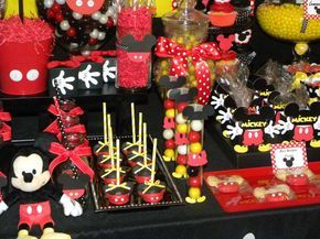 Favors and sweets at a Mickey Mouse birthday party! See more party ideas at CatchMyParty.com! Mickey Mouse Birthday Party Ideas 1st For Boys Decor, Mickey Mouse Birthday Decorations Boys, Mickey Mouse 1st Birthday Party Boy, Mickey Mouse Baby Shower Ideas, Disney Party Favors, Mickey Mouse Cake Pops, Mickey Mouse Birthday Party Ideas, Mickey Mouse Theme Party, Mickey Mouse Birthday Theme