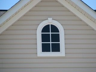 Decorative Faux Window - Tombstone, 6 lites with 1 key.  PVC & Plexi-glass Faux Windows, Window Shutters Exterior, Gable Window, Exterior Windows, England House, Exterior Window, Fake Window, House Paint Color Combination, Faux Window