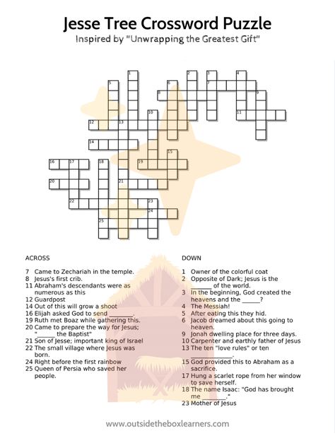 Enjoy this Jesse Tree Crossword Puzzle. Created specifically to go with unwrapping the greatest gift. #jessetree #unwrappingthegreatestgift #christmasprintables Advent Crossword Puzzle, Christmas Crossword Puzzles, Christmas Crossword, Tree Puzzle, Jesse Tree, Advent Activities, Faith Formation, The Greatest Gift, Extroverted Introvert