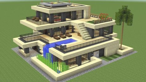 Minecraft - How to build a huge modern house 2 #buildingahouse Minecraft - How to build a huge modern house 2 Minecraft Balcony Ideas, Minecraft Balcony, Pyssla Ideas, Modern House Minecraft, Building A Wooden House, Modern Minecraft Houses, Survival House, Minecraft Houses Survival, Cr7 Vs Messi