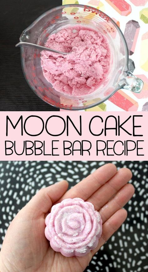 Moon Cake Bubble Bar Recipe! Learn how to create your own magical, fairy dusted moon cake bubble bars! This sweetly scented moon cake bubble bar recipe yields nine amazing glittery pink bubble bars for a massive bubble filled bath. Mooncake bubble bars. DIY bath bombs. How to make bubble bars from scratch. Glitter bath bomb recipe. Diy Bubble Bar, Bubble Bar Recipe, Bath Boms, Bath Stuff, Bubble Bar, Bath Bomb Recipes, Bubble Bars, Bar Recipe, Diy Beauty Recipes