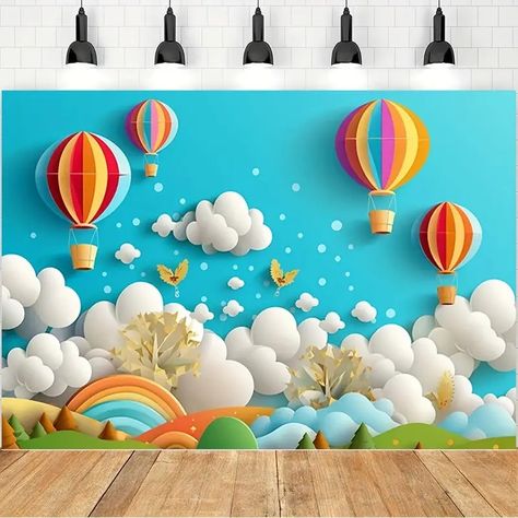 Air Balloon Floral 3d Backdrop 1st - Temu Australia Hot Air Balloon Party Decorations, Cake Backdrops, 3d Paper Flowers, Rainbow Balloons, Paper Flower Backdrop, Paper Floral, Balloon Flowers, Happy 1st Birthdays, Theme Party Decorations