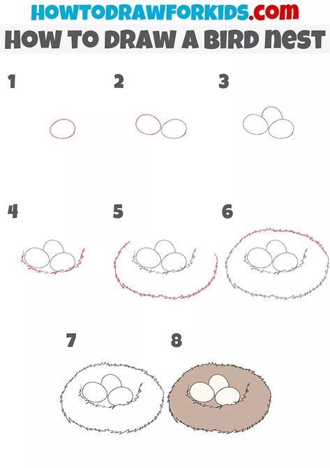 How To Draw A Birds Nest, Birds Nest Drawing, Bird Nest Drawing, Sparrow Drawing, Sparrow Tattoo Design, Bird Nest Painting, Preschool Letter Crafts, Eagle Drawing, Nature Art Drawings