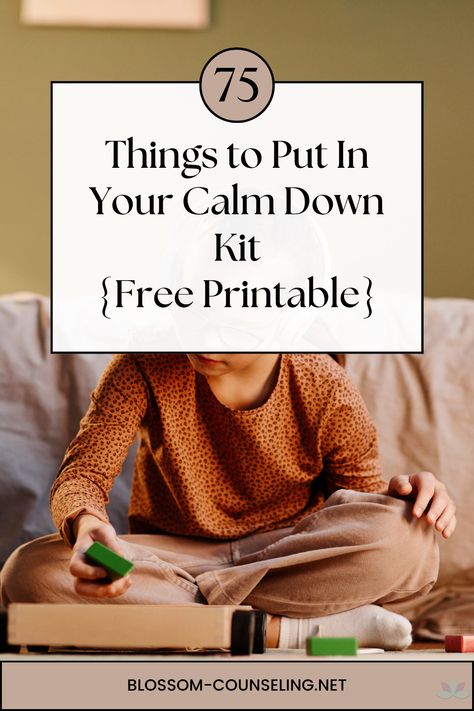 Explore over 75 items to add to your Calm Down Kit. Enhance relaxation, self-care, and mindfulness with our comprehensive list and free printable Calming Crafts, Calm Down Box, Feeling Chart, Calm Down Kit, Mindfulness Classroom, Emotions Cards, Feelings Chart, Calming Activities, Child Therapy