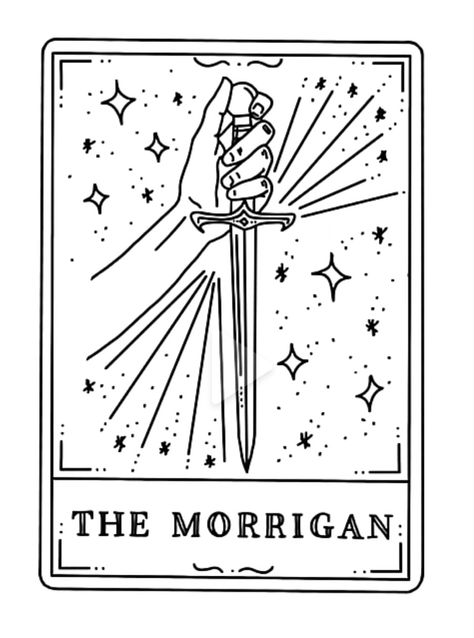 Acotar Tarot Tattoo, Acotar Tarot Cards, Acotar Line Art, Acotar Illustration, The Morrigan Tattoo, Morrigan Tattoo, Acotar Svg, Sjm Tattoo, Acotar Poster