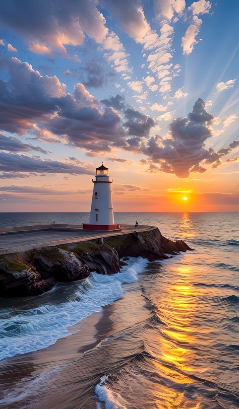 Light Houses Photography, Lighthouse Iphone Wallpaper, Lighthouse On Beach, Sunrise And Sunset Wallpaper, Lighthouse Scenery, Light House Photography Ocean, Lighthouse Photography, Famous Lighthouses, Lighthouses Photography