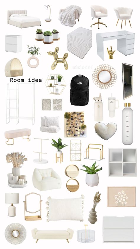 Room ideas Room Ideas White And Beige, Aesthetic Room Theme Ideas, Cute Ways To Set Up Your Bedroom, Room Decor Soft Aesthetic, Room Inspo Gold And White, Kmart Room Decor Bedroom, Uk Room Ideas, Cute Room Inspo For Small Rooms, Target Room Decor Ideas