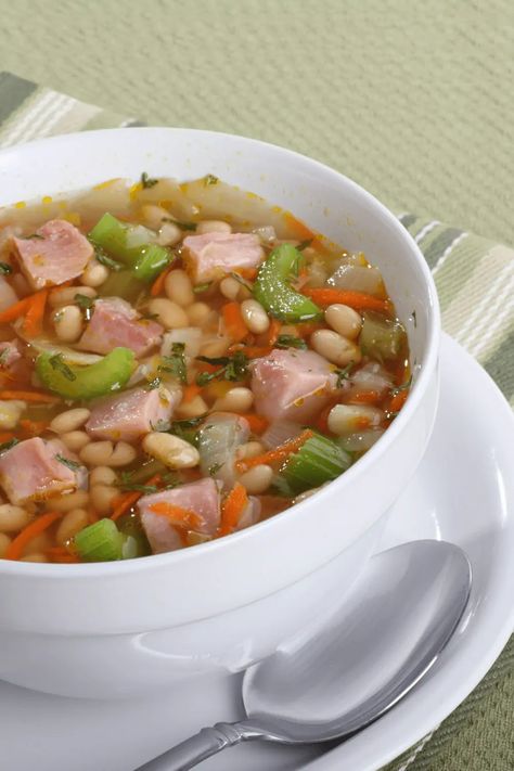 Pioneer Woman's Ham and Bean Soup - Half-Scratched Pioneer Woman Ham, Ham And Bean, Slow Cooker Ham, Crockpot Ham, Holiday Ham, Ham Bone, Ham And Beans, Ham And Bean Soup, Bean Soup Recipes