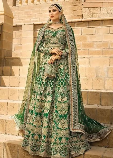 Jahan By Erum Khan Unstitched Formals Collection 2024 Vol-2 | Sanaullah Store Choli Style, Green Lehenga Choli, Pakistani Mehndi, Lehenga Choli Designs, Pakistani Bridal Dress, Mehndi Dresses, Velvet Lehenga, Raw Silk Lehenga, Raw Silk Fabric