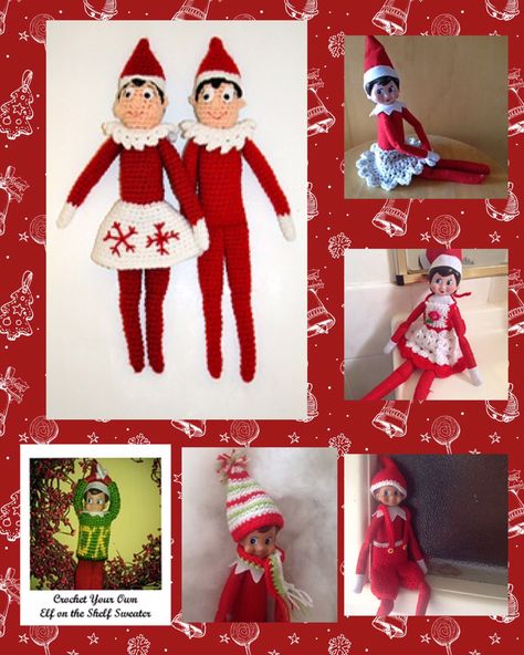 Free Elf on a Shelf Crochet Patterns – Craft Away the Crazy Elf Apron, Crochet Christmas Elf, Elf Skirt, Christmas Stocking Pattern Free, Knitted Christmas Stocking Patterns, Stocking Pattern Free, Crochet Headband Free, Crochet Christmas Wreath, Shelf Elf