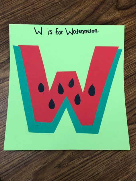 J Letter Preschool Activities, W For Watermelon Craft, Letter W Crafts For Preschoolers Ideas, W Is For Watermelon Craft Preschool, W Is For Craft Preschool, Letter W Crafts For Kindergarten, W Letter Craft, Letter W Preschool Crafts, Alphabet Crafts For Preschoolers