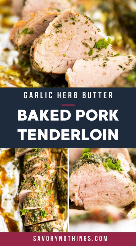 Baked Pork Loin, Baked Pork Tenderloin, Homemade Ranch Seasoning, Crockpot Pork Chops, Roasted Pork Tenderloins, Garlic Herb Butter, Tenderloin Recipes, Baked Pork, Roast Dinner