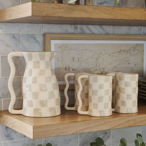 Easy kitchen update ✔️ Tap to shop our Emil Mug Set of 4 + Emil Pitcher⁠ featured here! 🤍 #paynesgray Neutral Dinnerware, Cute Dishes, Easy Kitchen Updates, Pottery Barn Kitchen, Ceramic Kitchenware, Ceramic Glazes, Organic Ceramics, Kitchen Ware, Ceramic Shop