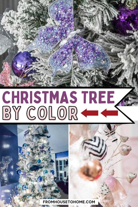 15 Elegant Color Themed Christmas Tree Ideas | Holidays and Events Christmas Tree Ideas Purple Silver, Christmas Tree With Balls Only, White And Silver Christmas Decor Ideas, Christmas Tree With Multi Colored Lights, Silver Tree Decorating Ideas, Purple And White Christmas Tree, Themed Christmas Tree Ideas, Christmas Tree Color Schemes, Purple Christmas Tree Decorations