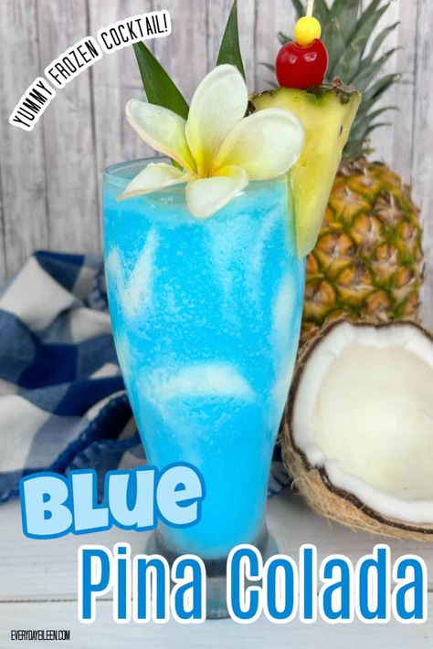 Blue Pina Colada, Pina Colada Punch, Summer Punch Recipes, Hawaiian Drinks, Summer Punch, Frozen Cocktail, Easy Punch Recipes, Pina Colada Recipe, Frozen Blue