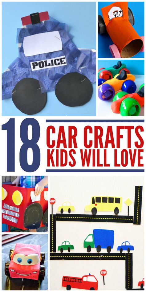 If your kids loves cars these 18 Car Crafts for Kids are sure to be a hit. These car craft ideas provide plenty of opportunity for a ton of fun and learning. Race Car Crafts Preschool, Race Car Crafts For Kids, Car Crafts For Toddlers, Things That Go Crafts For Toddlers, Car Crafts For Kids Preschool, Car Crafts For Kids, Car Craft For Kids, Race Car Craft, Car Crafts