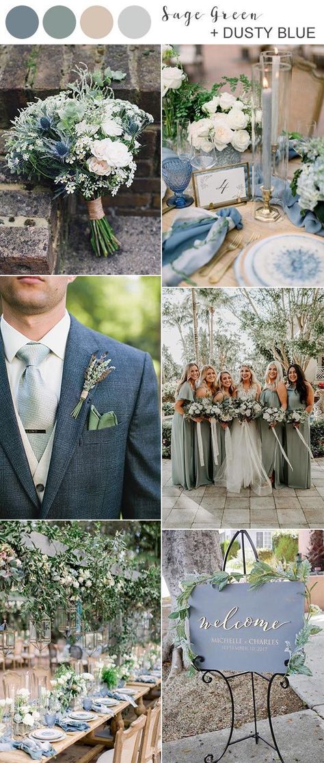 Sage Green And Dusty Blue, Sage Wedding Colors, Sage Green Wedding Colors, Blue Green Wedding, Wedding Stand, Wedding Color Ideas, Autumn Breeze, Green Themed Wedding, Dusty Blue Wedding