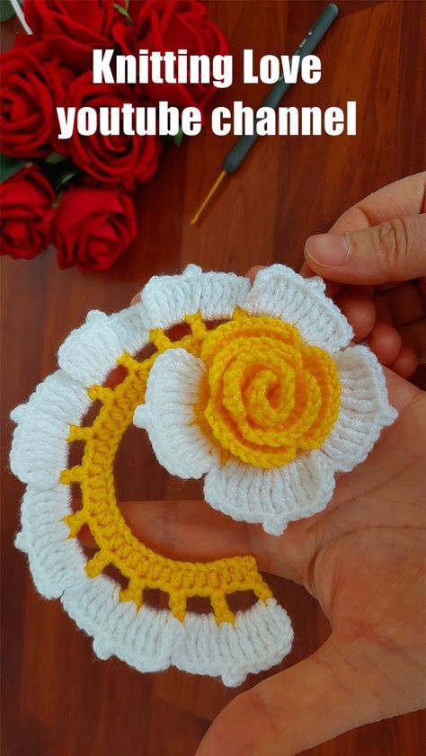 3D⚡💯Wonderful Crochet Flower💯👌 Very Easy Crochet Rose Flower Making for Beginners #crochet Free Crochet Rose Pattern, Roses Au Crochet, Crochet A Flower, Crochet Rose Pattern, Octopus Crochet Pattern, Crochet Ornament Patterns, Barbie Knitting Patterns, Crochet Leaf Patterns, Crochet Tutorial Pattern