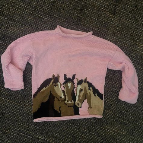 Horses vintage sweater. High quality knit with an... - Depop Jade Outfits, Horse Sweater, Holiday Sweater, Vintage Sweater, Sweater Knit, Vintage Sweaters, Sweater Outfits, Knitted Sweaters, Jade