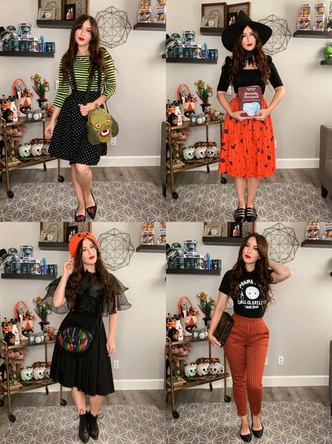 Halloween Style 2020: Vol.1 | Vintage Inspired Spooky Style Outfits Halloween Theme Outfits Women, Spooky Work Outfit, Halloween Vintage Outfits, Outfits For Halloween Casual, Retro Halloween Outfit, Spooky Chic Outfits, Womens Halloween Outfit Ideas, Gothic Teacher Style, October Inspired Outfits