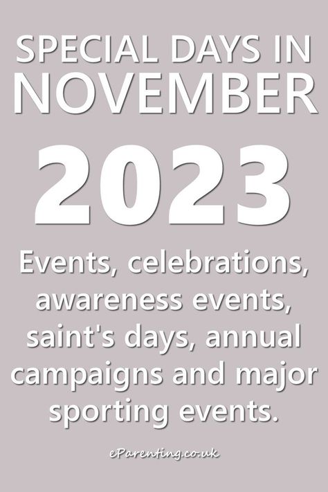 National Days In November, Special Days In November, November National Days, World Prematurity Day, Hindu Festival Of Lights, October Events, Annual Campaign, Guy Fawkes Night, November Holidays