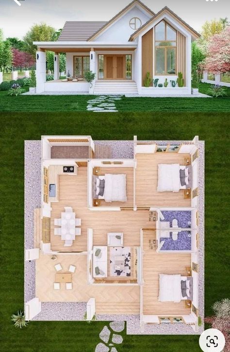 Small House Blueprints, Houses Bloxburg, Small Cottage Homes, Small House Layout, Affordable House Plans, Pole Barn House Plans, House Bloxburg, Modern Villa Design, Small House Floor Plans