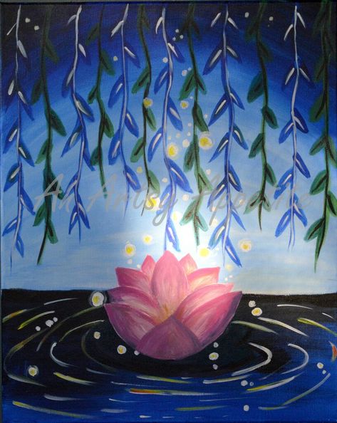 Lotus Painting Ideas, Easy Lotus Painting, Worship Craft, Mexican Art Painting, Easy Canvas Painting Ideas, Forest Colors, Lotus Flower Painting, Unicorn Painting, Zen Painting