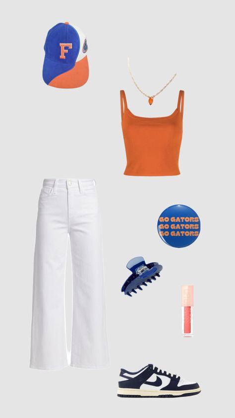 UF game day gators go gators tailgate Florida university of Florida game day outfit inspo tailgating outfit inspo idea orange blue college football #outfitinspo #gamedayfit #gameday #college #outfitinspiration Uf Game Day, Uf Gator, Florida University, College Gameday Outfits, Blue College, Gators Football, Tailgate Outfit, College Fits, Game Day Outfit