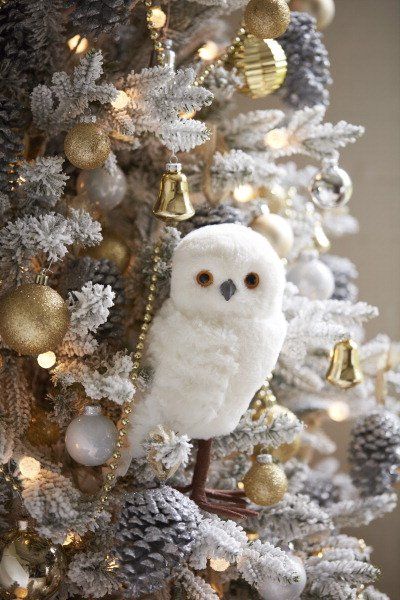 Bring your Christmas tree to life with a variety of ornaments, tree toppers and other decorations in a variety of styles and themes from Lowe's.  #holiday #decor Owl Theme Christmas Tree, Christmas Tree With Bird Theme, Bird Themed Christmas Tree Decorating Ideas, Owl Christmas Tree Ideas, Owl Christmas Tree Topper, Christmas Owl Wreath, Best Christmas Decorations, Owl Christmas Tree, Small Christmas Trees Decorated