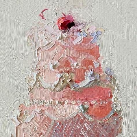 Jan Wier on Instagram: "🌸🍒🌸 **SOLD** “Dream Cake in Pink”. She’s small and sweet and my smallest available cake painting.  On exhibit @nemacolin,  Available to purchase directly on my website.  Framed size approximately 12” x 15”. Will post framed image to my stories.  🌸🍒🌸🍒🌸🍒🌸🍒🌸🍒🌸🍒🌸🍒🌸 #cake #cakepainting #pink #originalart #artcollector" Birthday Cake Painting, Painting On Cake, Money Paintings, Cake Artwork, Sweets Art, Painting Cake, Cake Painting, Pink Sweets, Gcse Art Sketchbook