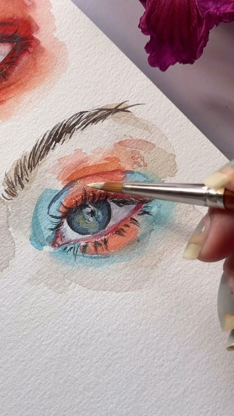 Watercolour Eye, Easy Drawing Step By Step, Watercolor Eyes, Inspiration Painting, Art Painting Gallery, Painting Art Lesson, Watercolor Paintings Tutorials, Watercolor Art Lessons, Arte Inspo