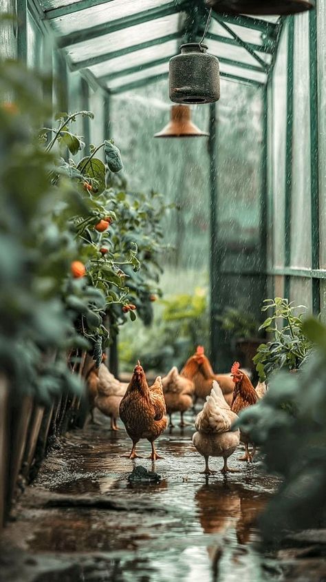 Chickens On A Farm, Family Farm Aesthetic, Farmlife Aesthetic, Soft Country Aesthetic, Simple Farm Life, Cute Greenhouse, Farm Life Photography, Chicken Photography, Rural Aesthetic