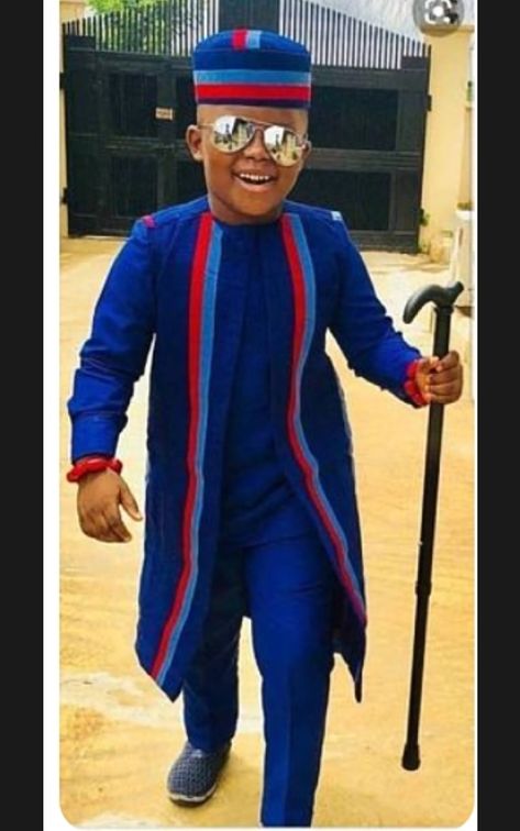 Blue Cotton Patchwork Sets, Blue Patchwork Sets With Long Sleeves, Blue Long Sleeve Patchwork Sets, Blue Patchwork Long Sleeve Sets, Fitted Blue Sets For Traditional Ceremonies, Native Styles For Men, Baby African Clothes, African Kids Clothes, Asoebi Style