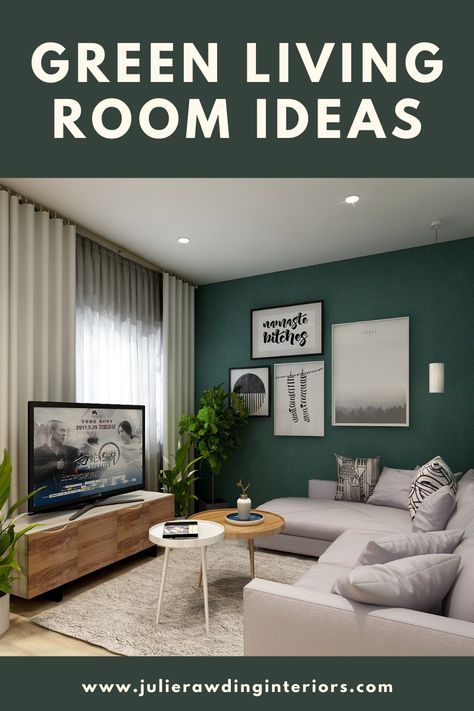 Modern Green Living Room, Living Room Design Green, Green Living Room Ideas, Green Couch Living Room, Green Walls Living Room, Dark Green Living Room, Green Sofa Living Room, Green Room Decor, Green Living Room