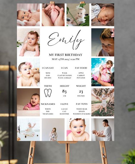 This Banners & Signs item is sold by EMDigitalArt. Ships from United States. Listed on Oct 13, 2024 First Birthday Poster Template, 1st Birthday Photo Collage, Baby First Year, Birthday Photo Album, First Birthday Milestone, First Birthday Posters, 1st Birthday Photo, Birthday Photo Collage, Milestone Board