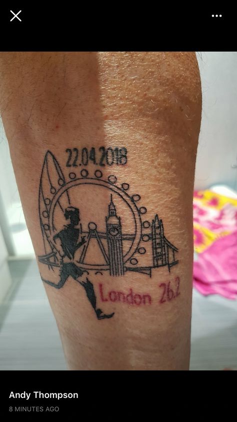 London Marathon Tattoo Ideas, London Marathon Tattoo, Marathon Tattoo Ideas, Half Marathon Tattoo, Running Tattoos, Marathon Tattoo, Cowboy Tattoo, Running Tattoo, Cowboy Tattoos