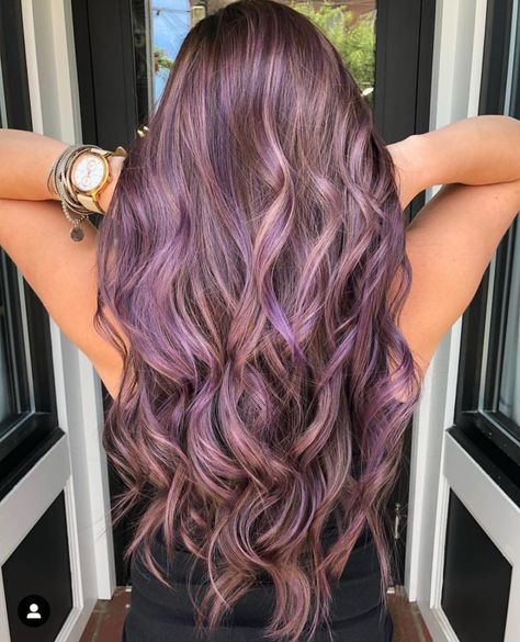 22 Perfect Examples of Lavender Hair Colors To Try Purple And Light Brown Hair, Lavender And Brown Hair, Light Brown Hair With Purple Highlights, Lavender Brown Hair, Dusty Lavender Hair, Dusty Purple Hair, Lavender Hair Highlights, Brown And Purple Hair, Lavender Balayage